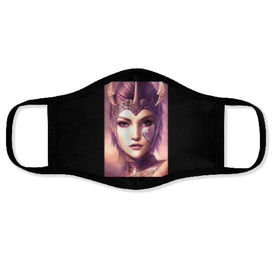 Warrior princess wearing gothic plate dark fantasy Face Masks