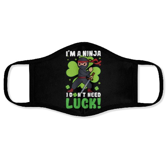 Kid Ninja Luck Japan Clover Saint Patrick Day Face Masks