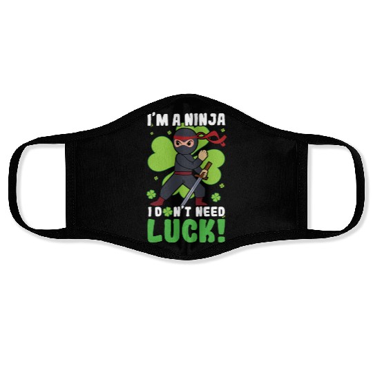 Kid Ninja Luck Japan Clover Saint Patrick Day Face Masks