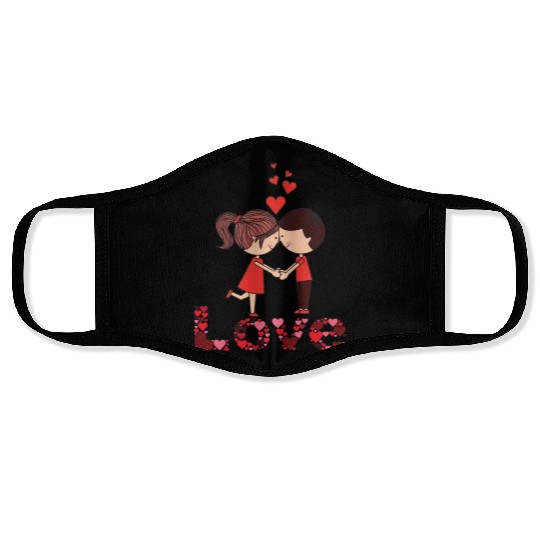 Love -A couple expressing their love Face Masks