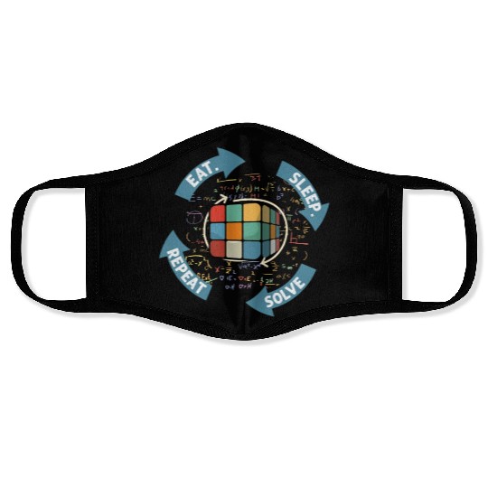 Eat Sleep Solve Repeat Math Speed Cubing Genie Face Masks