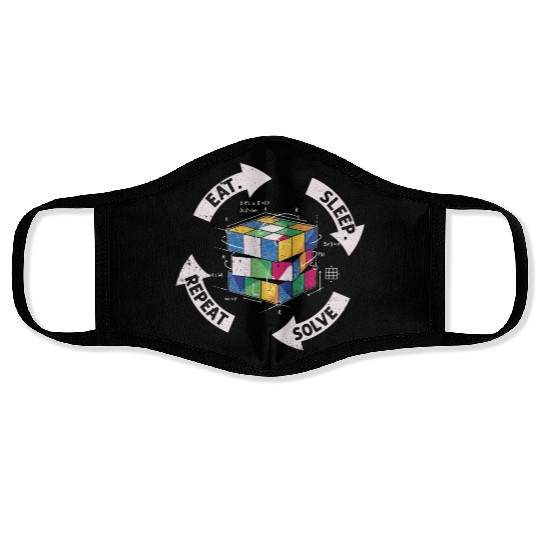 Eat Sleep Solve Repeat Math Speed Cubing Genie Face Masks