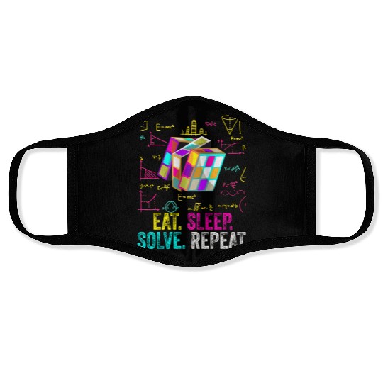 Eat Sleep Solve Repeat Math Speed Cubing Genie Face Masks