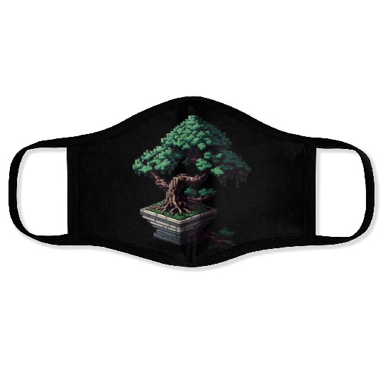 8 Bit Bonsai Tree Face Masks