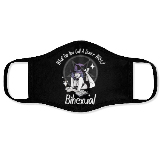 Bihexual Funny Bisexual Queer Witch LGBT Wicca Face Masks