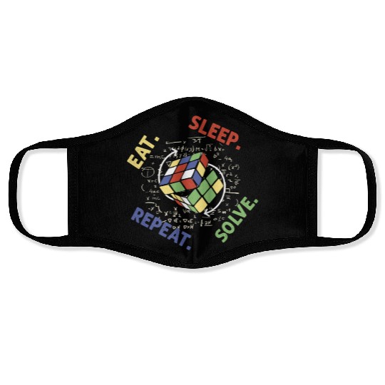 Eat Sleep Solve Repeat Math Speed Cubing Genie Face Masks