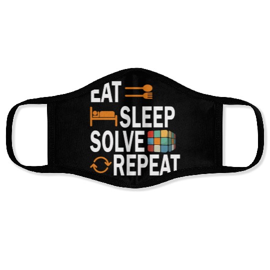 Eat Sleep Solve Repeat Math Speed Cubing Genie Face Masks