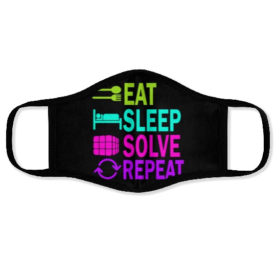 Eat Sleep Solve Repeat Math Speed Cubing Genie Face Masks