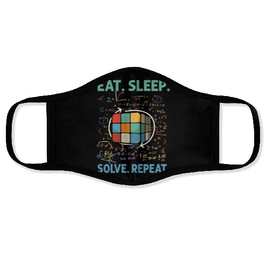 Eat Sleep Solve Repeat Math Speed Cubing Genie Face Masks