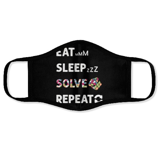 Eat Sleep Solve Repeat Math Speed Cubing Genie Face Masks