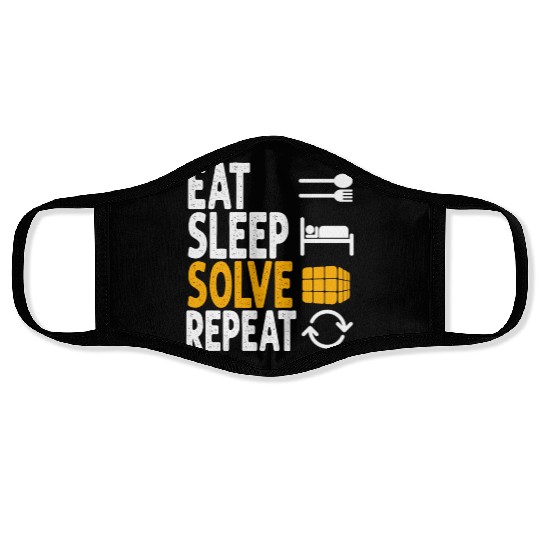 Eat Sleep Solve Repeat Math Speed Cubing Genie Face Masks