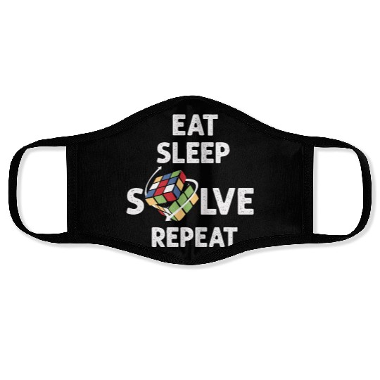 Eat Sleep Solve Repeat Math Speed Cubing Genie Face Masks