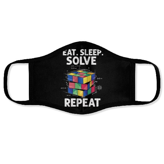 Eat Sleep Solve Repeat Math Speed Cubing Genie Face Masks