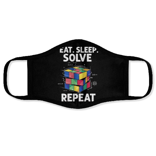 Eat Sleep Solve Repeat Math Speed Cubing Genie Face Masks