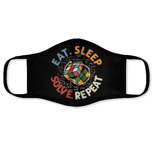 Eat Sleep Solve Repeat Math Speed Cubing Genie Face Masks
