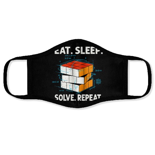 Eat Sleep Solve Repeat Math Speed Cubing Genie Face Masks