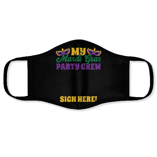 Mardi Gras - Party Crew Sign Here Face Masks
