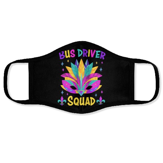 Bus Driver Squad Mardi Gras Costume Face Masks