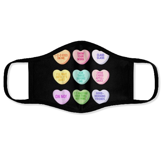 Teacher Valentines Day Conversation Heart School Face Masks