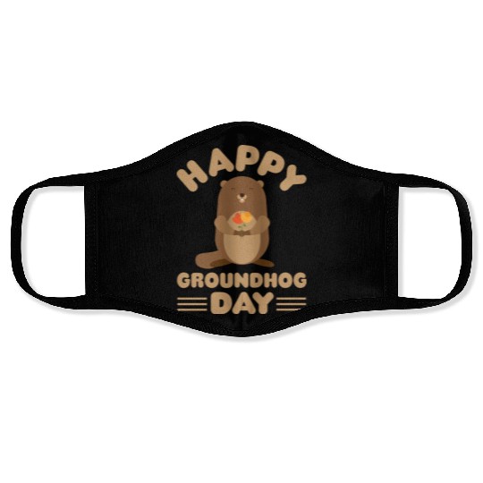 Groundhog Day cute print retro Face Masks