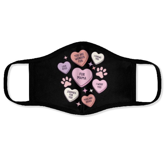 My Dog Is My Valentine Conversation Hearts Face Masks