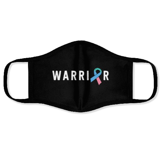 Thyroid Cancer Warrior Men Pink Blue Teal Ribbon Face Masks