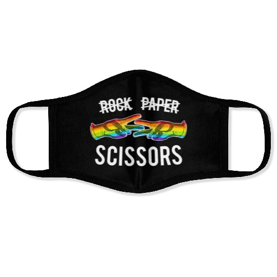 Rock Paper Scissors Lesbian Pride Rainbow LGBT Face Masks