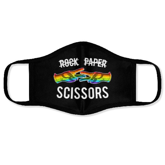 Rock Paper Scissors Lesbian Pride Rainbow LGBT Face Masks