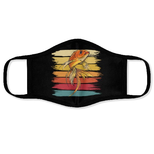 Vintage Goldfish Carp Japan Aquarium Gold Fish Face Masks