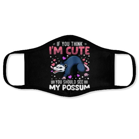 Possum Heart Valentine's Day Animal For Womens Face Masks