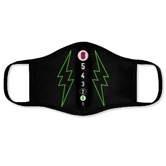 GREEN LIGHTNING BOLT MOTORCYCLE SHIFT PATTERN Face Masks