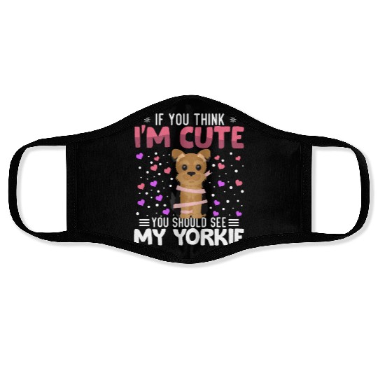 Yorkie Heart Valentine's Day Animal For Womens Face Masks