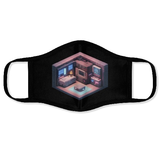 Voxel Room - Synthwave Retro Futuristic Room Face Masks