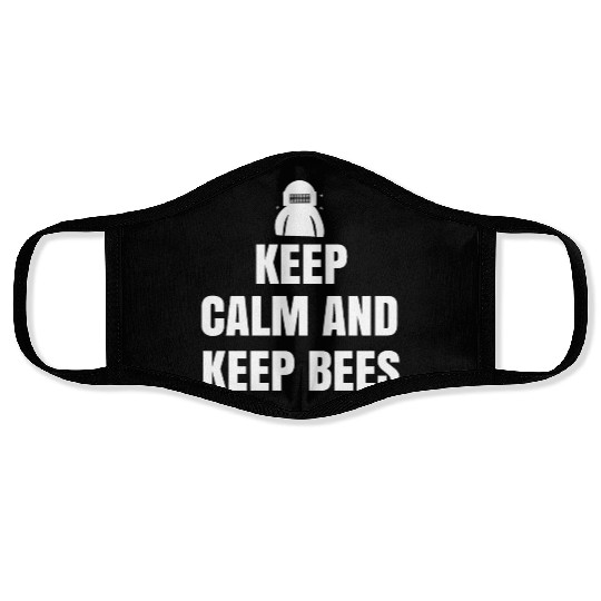 keep calm and keep bees Face Masks