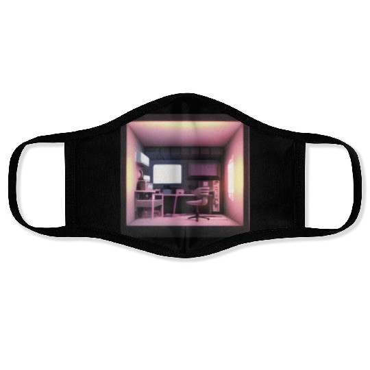 Cute 3D Room Print - Add a Touch of Coziness Face Masks