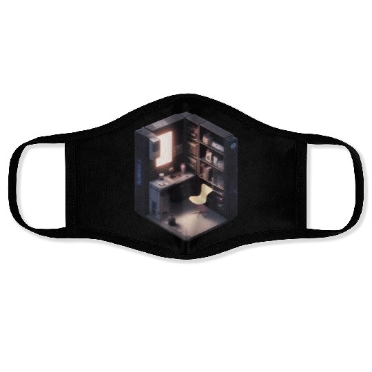 Cube Room Print - For Fans of Geometric and 3D Art Face Masks