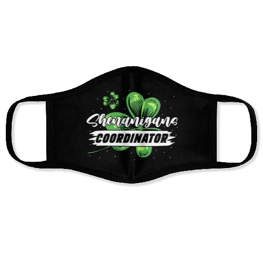 Shenanigans Coordinator Funny St Patricks Day Face Masks