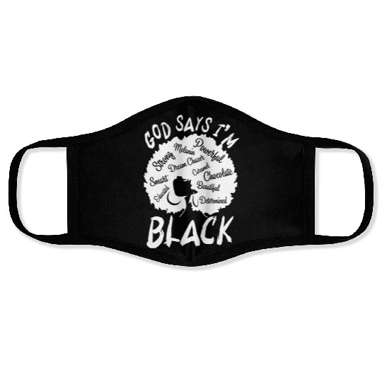 African American Girl God Says I Am Black Pride Face Masks