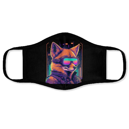 Retro Futuristic Synthwave Fox Face Masks