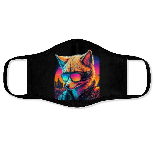 Retro Futuristic Synthwave Fox Face Masks
