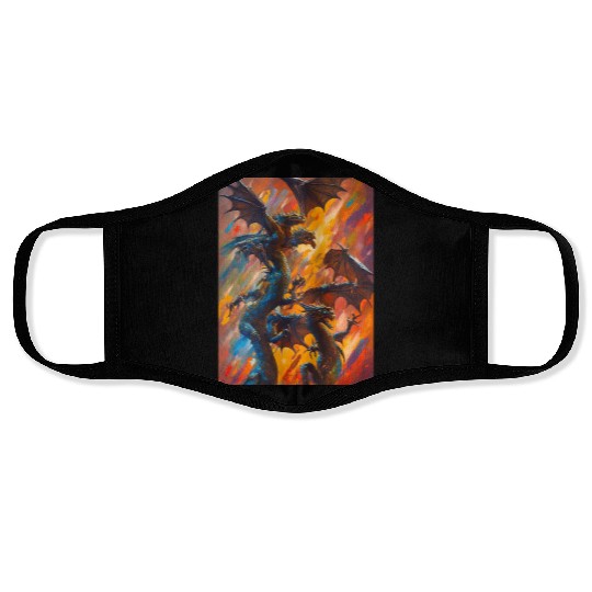 fantasy art golden ratio dragon oil painting Face Masks