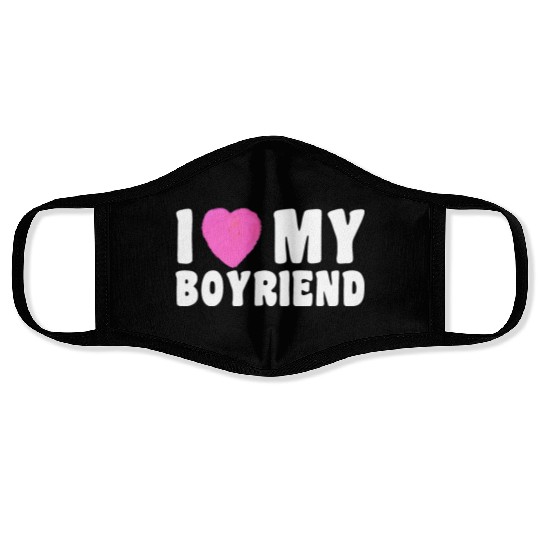 Forever and Always I Love My Boyfriend pink heart Face Masks