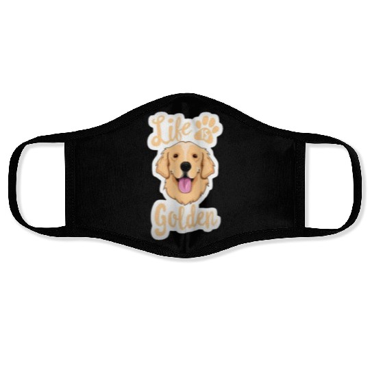 Golden Retriever Illustration Comic Graphics Face Masks