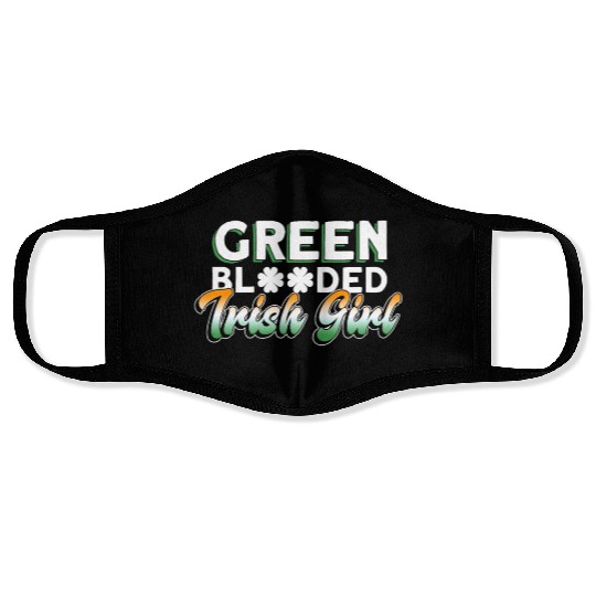 Green Blooded Irish Girl - St Patricks Day Irish Face Masks