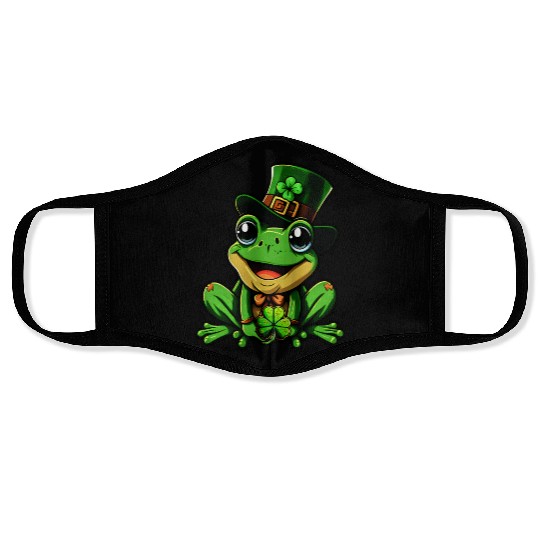 Lucky Frog St. Patrick's Day Top Hat Face Masks