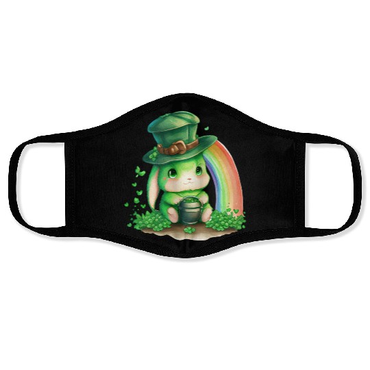 St Patrick's Day Irish Funny Rabbit Saint Patrick Face Masks