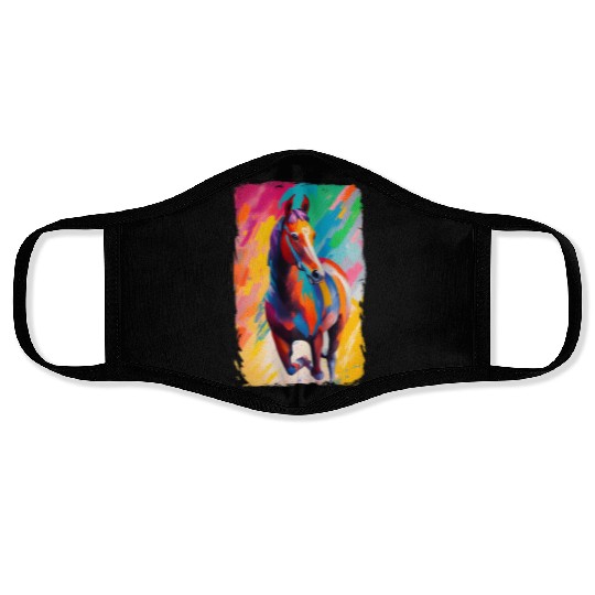 Beautiful Wild Horse Running Art Face Masks