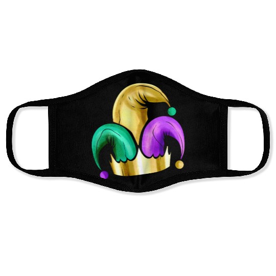 Purple, Yellow Golden And Green Jester Hat For Face Masks