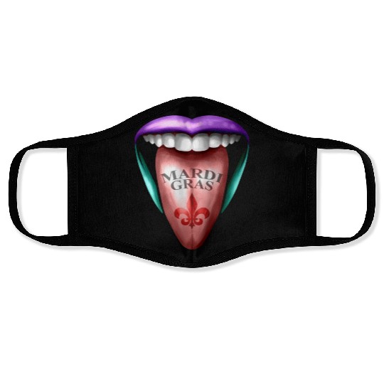 Out Stretched Tongue For Mardi Gras Face Masks