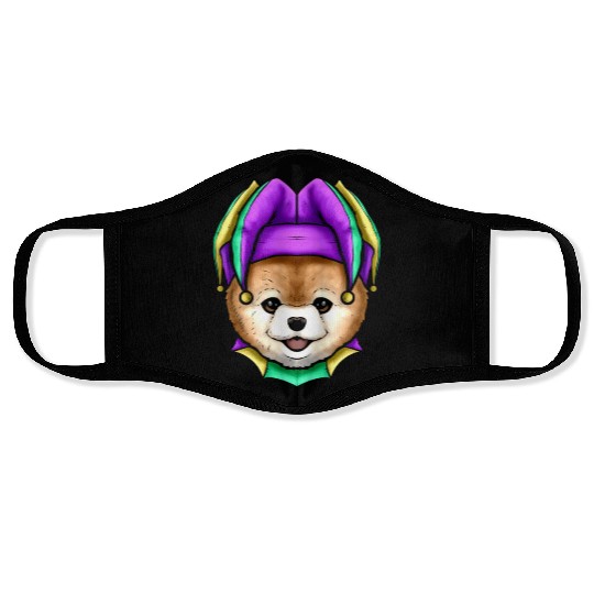 Cute Bear with Jester Hat for Mardi Gras Face Masks